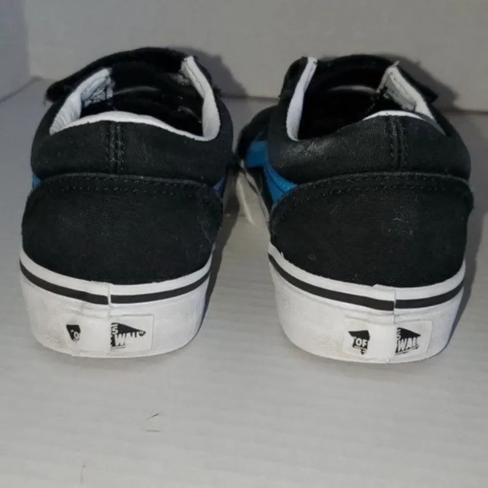 Vans SNEAKERS Kids Shoes Old Skool V Skate Black Blue KIDS YOUTH 13